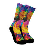 LGBT Pride Rainbow Roses Print Crew Socks