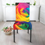 LGBT Pride Rainbow Roses Print Dining Chair Slipcover