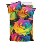 LGBT Pride Rainbow Roses Print Duvet Cover Bedding Set