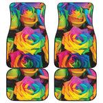 LGBT Pride Rainbow Roses Print Front and Back Car Floor Mats