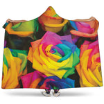 LGBT Pride Rainbow Roses Print Hooded Blanket