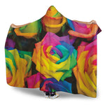LGBT Pride Rainbow Roses Print Hooded Blanket
