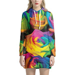 LGBT Pride Rainbow Roses Print Hoodie Dress