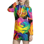 LGBT Pride Rainbow Roses Print Hoodie Dress