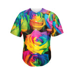 LGBT Pride Rainbow Roses Print Men's Baseball Jersey