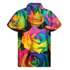LGBT Pride Rainbow Roses Print Men's Short Sleeve Shirt