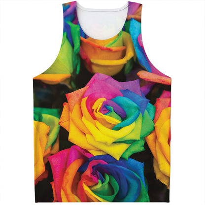 LGBT Pride Rainbow Roses Print Men's Tank Top