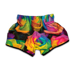 LGBT Pride Rainbow Roses Print Muay Thai Boxing Shorts