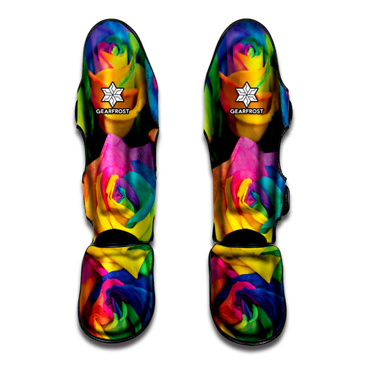 LGBT Pride Rainbow Roses Print Muay Thai Shin Guard