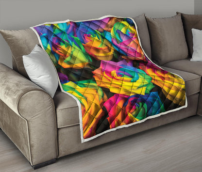 LGBT Pride Rainbow Roses Print Quilt