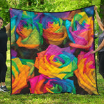 LGBT Pride Rainbow Roses Print Quilt