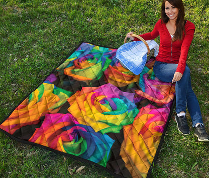 LGBT Pride Rainbow Roses Print Quilt