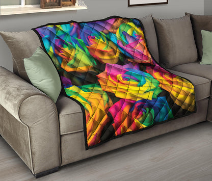 LGBT Pride Rainbow Roses Print Quilt