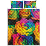LGBT Pride Rainbow Roses Print Quilt Bed Set