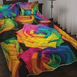 LGBT Pride Rainbow Roses Print Quilt Bed Set