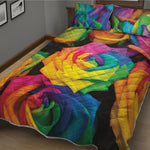 LGBT Pride Rainbow Roses Print Quilt Bed Set