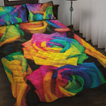 LGBT Pride Rainbow Roses Print Quilt Bed Set