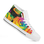 LGBT Pride Rainbow Roses Print White High Top Shoes