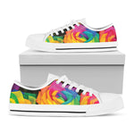 LGBT Pride Rainbow Roses Print White Low Top Shoes