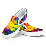 LGBT Pride Rainbow Roses Print White Slip On Shoes