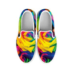 LGBT Pride Rainbow Roses Print White Slip On Shoes