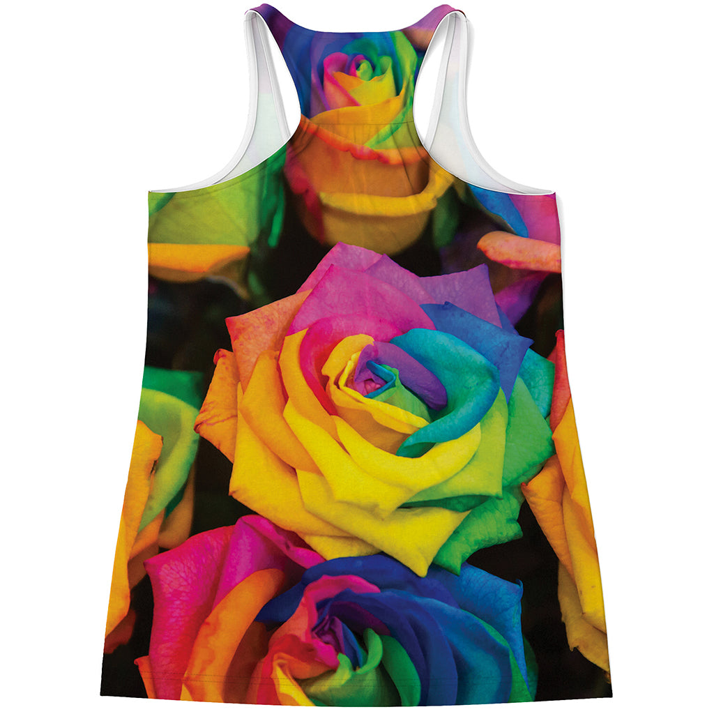 LGBT Pride Rainbow Roses Print Women's Racerback Tank Top