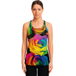 LGBT Pride Rainbow Roses Print Women's Racerback Tank Top
