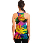 LGBT Pride Rainbow Roses Print Women's Racerback Tank Top