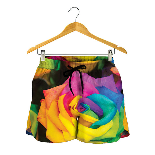 LGBT Pride Rainbow Roses Print Women's Shorts