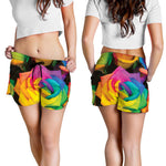 LGBT Pride Rainbow Roses Print Women's Shorts