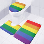 LGBT Pride Rainbow Striped Print 3 Piece Bath Mat Set