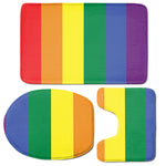 LGBT Pride Rainbow Striped Print 3 Piece Bath Mat Set