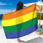 LGBT Pride Rainbow Striped Print Beach Sarong Wrap