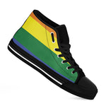 LGBT Pride Rainbow Striped Print Black High Top Shoes