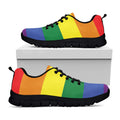 LGBT Pride Rainbow Striped Print Black Running Shoes