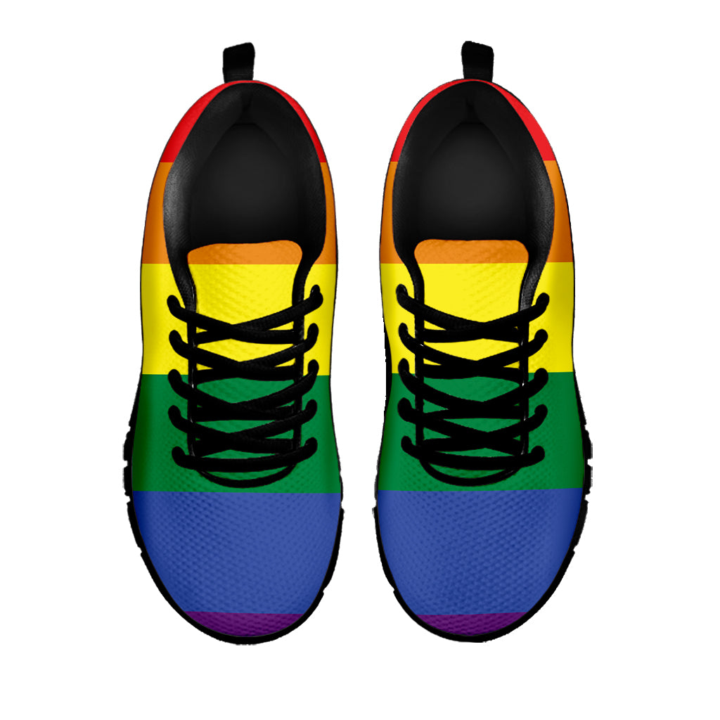 LGBT Pride Rainbow Striped Print Black Sneakers