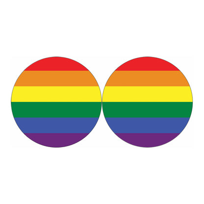 LGBT Pride Rainbow Striped Print Car Coasters