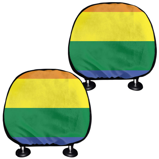 LGBT Pride Rainbow Striped Print Car Headrest Covers