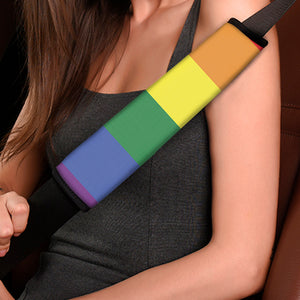 LGBT Pride Rainbow Striped Print Car Seat Belt Covers