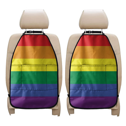LGBT Pride Rainbow Striped Print Car Seat Organizers
