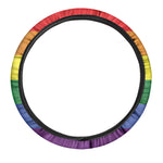 LGBT Pride Rainbow Striped Print Car Steering Wheel Cover