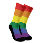 LGBT Pride Rainbow Striped Print Crew Socks