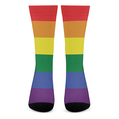 LGBT Pride Rainbow Striped Print Crew Socks