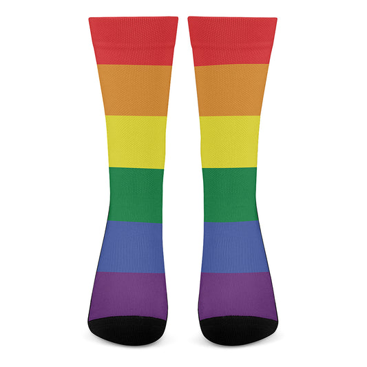 LGBT Pride Rainbow Striped Print Crew Socks