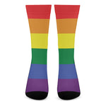 LGBT Pride Rainbow Striped Print Crew Socks