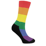LGBT Pride Rainbow Striped Print Crew Socks
