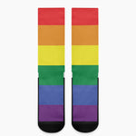 LGBT Pride Rainbow Striped Print Crew Socks