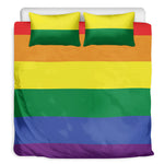 LGBT Pride Rainbow Striped Print Duvet Cover Bedding Set