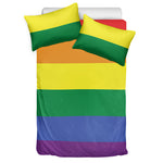 LGBT Pride Rainbow Striped Print Duvet Cover Bedding Set