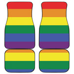 LGBT Pride Rainbow Striped Print Front and Back Car Floor Mats